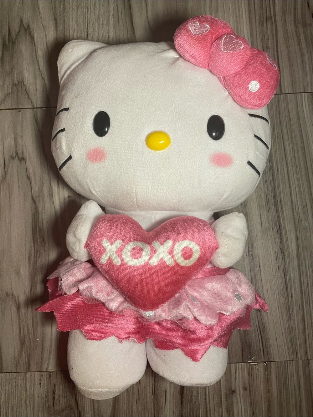 Hello Kitty XOXO Valentine Plush 12” Pink Heart Dress Sanrio Stuffed Animal